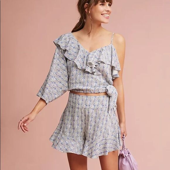 Anthropologie Tops - ANTHROPOLOGIE Maeve Imelda Pineapple Asymmetric Ruffle Wrap Top Size Medium